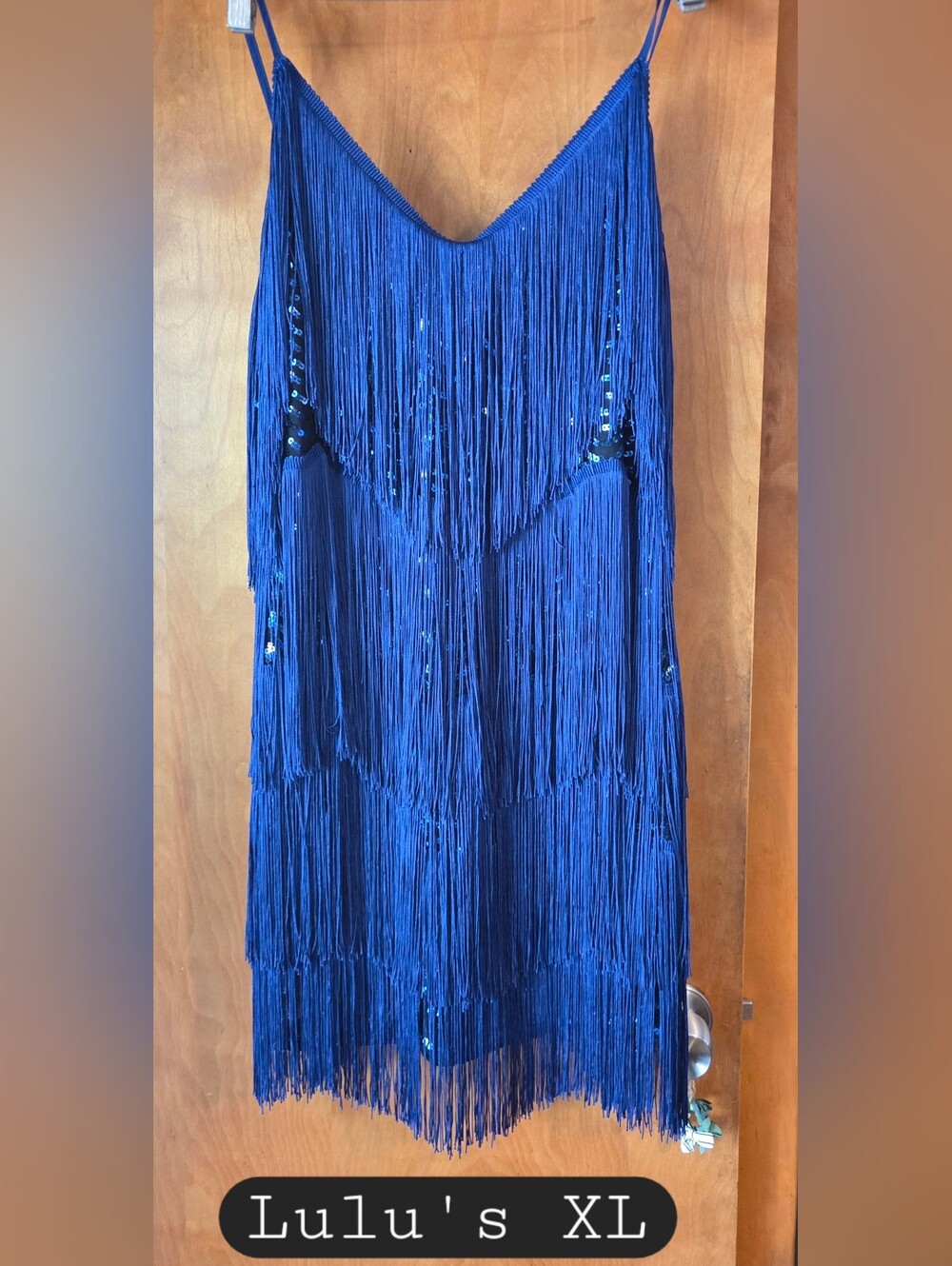 Lulu's Royal Blue Fringe Slip Mini Dress